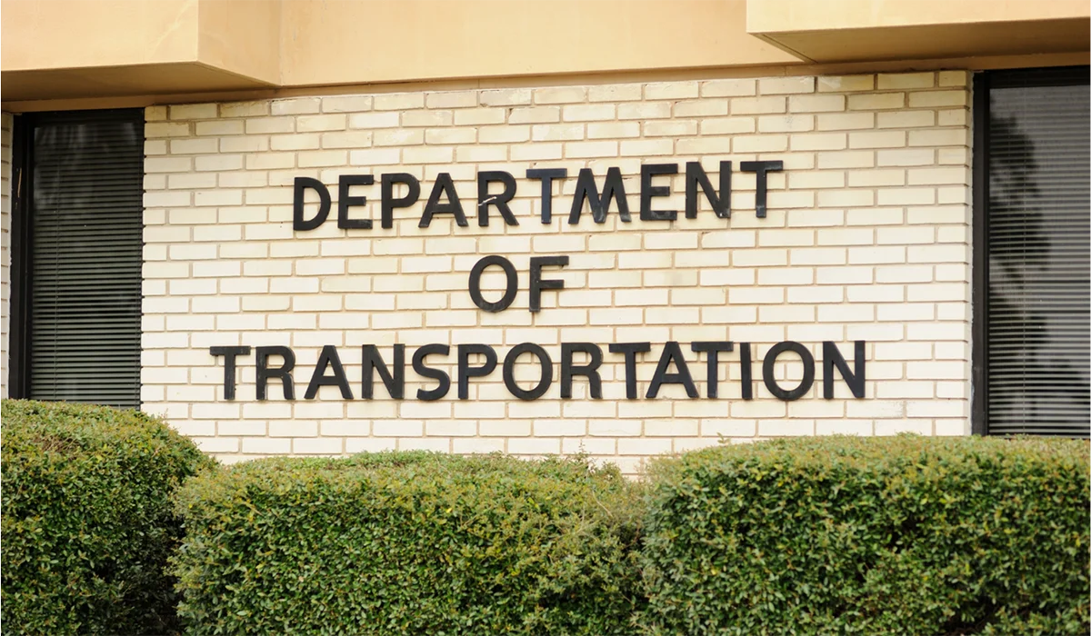 sign of the department of transportation where oral fluid testing guidelines have been established